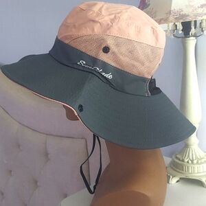 Sun Shade Ponytail Hole Sun UPF 50+ Wide Brim Pink Adjustable Hat
